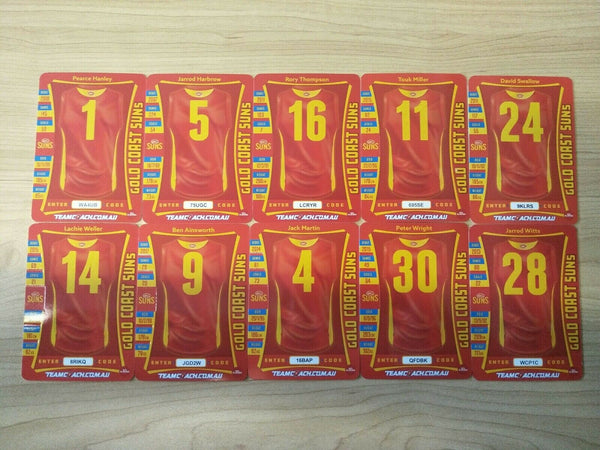 2019 Teamcoach Gold Gold Coast Team Set Of 10 Cards