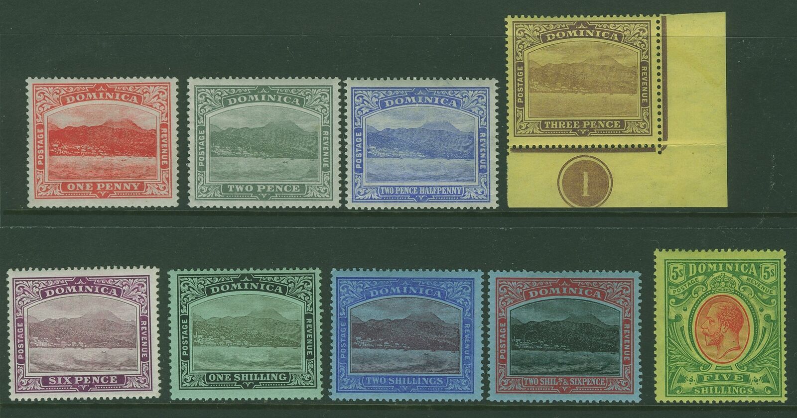 Dominica West Indies Caribbean SG 48/54 Set of 10 Except ½d MLH