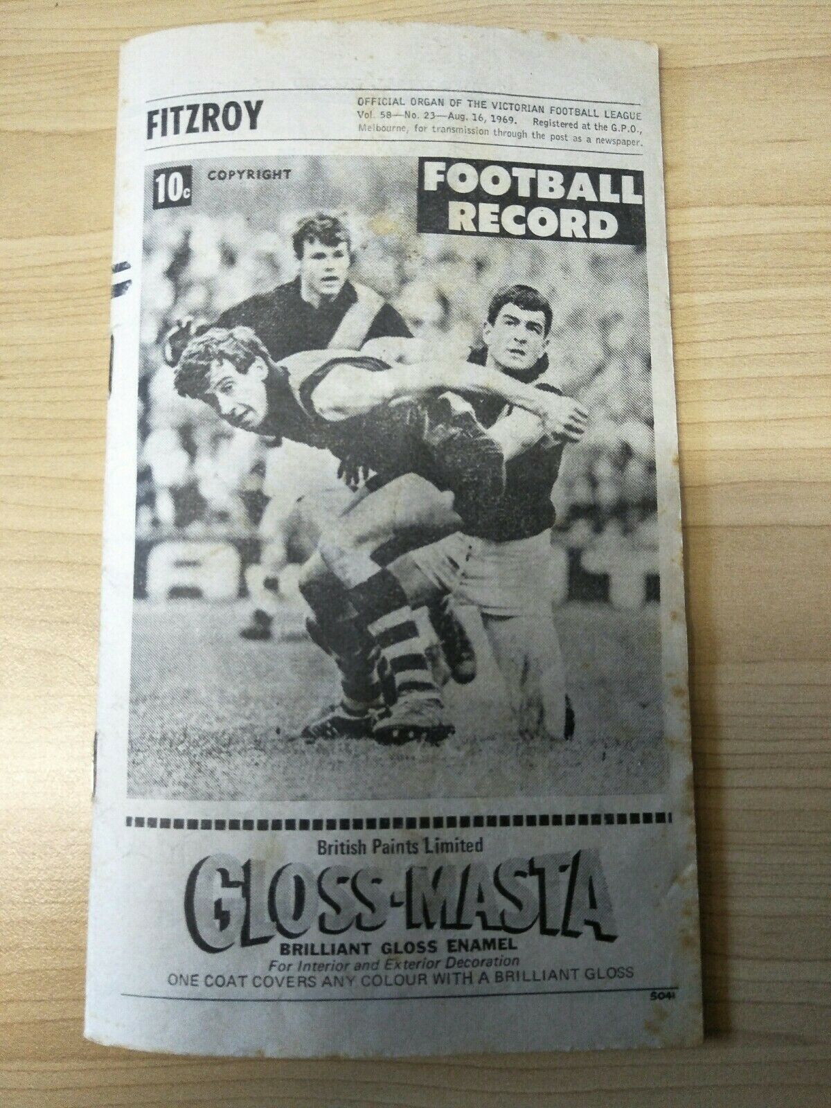 VFL 1969 August 16 Football Record Fitzroy v Collingwood