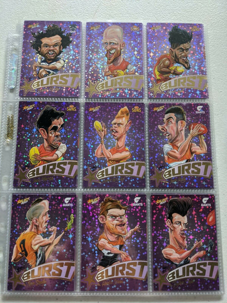 2017 AFL Select Footy Stars Purple Burst Complete Set of 72