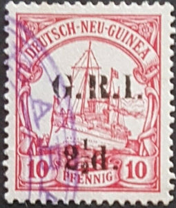 2½d GRI on 10pf German New Guinea SG 5 used