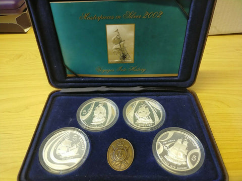 Australia 2002 Royal Australian Mint Masterpieces In Silver Voyages Proof Set of 4 Coins .999 Silver