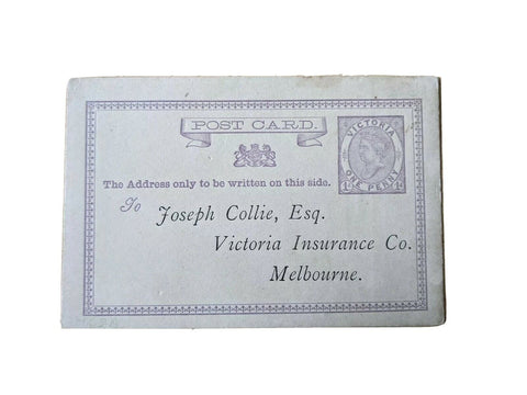 Victoria 1d Post Card Mint Victoria Insurance Company for Fire Premiums