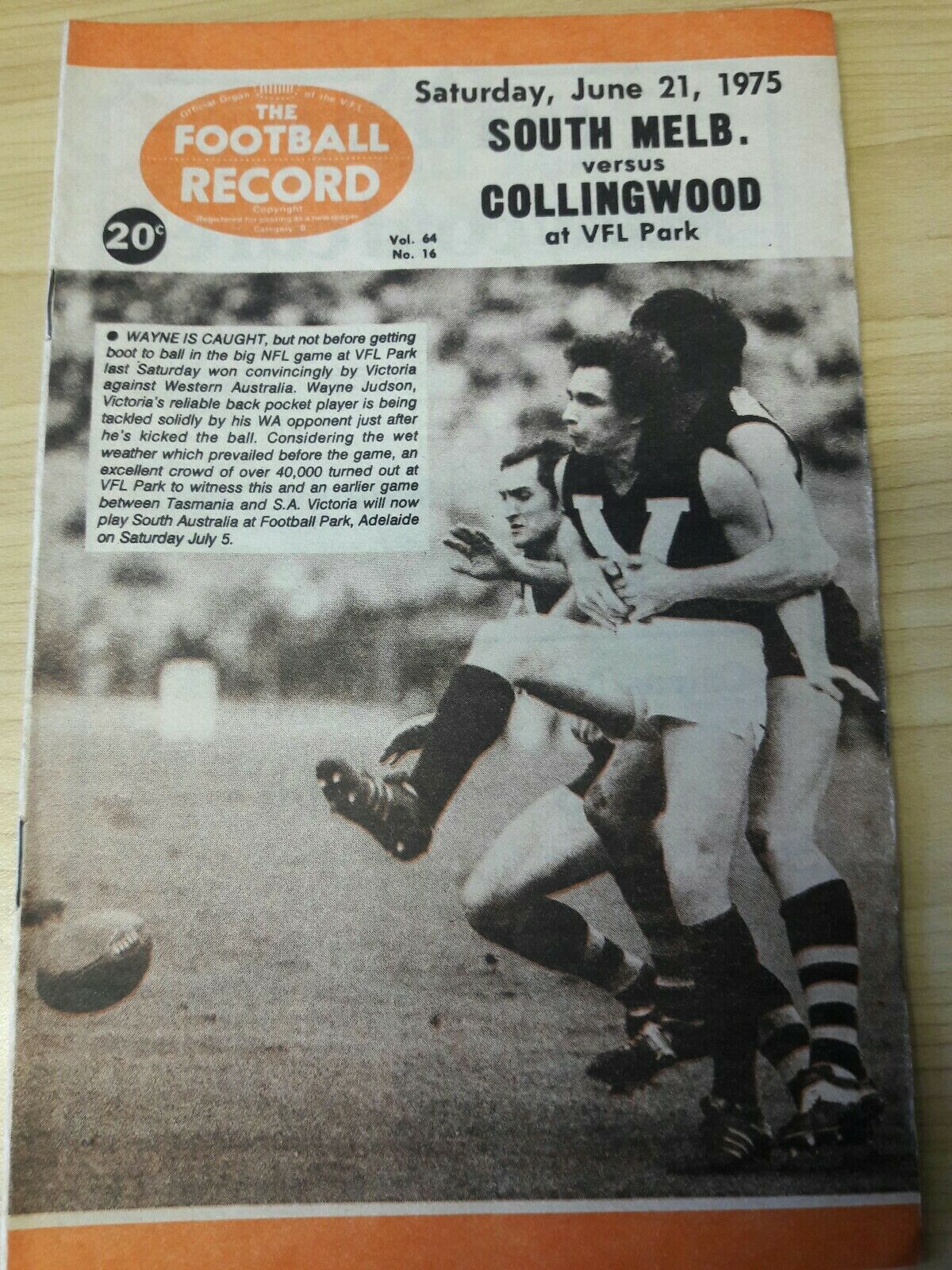 VFL 1975 Record June 21 South Melbourne v Collingwood