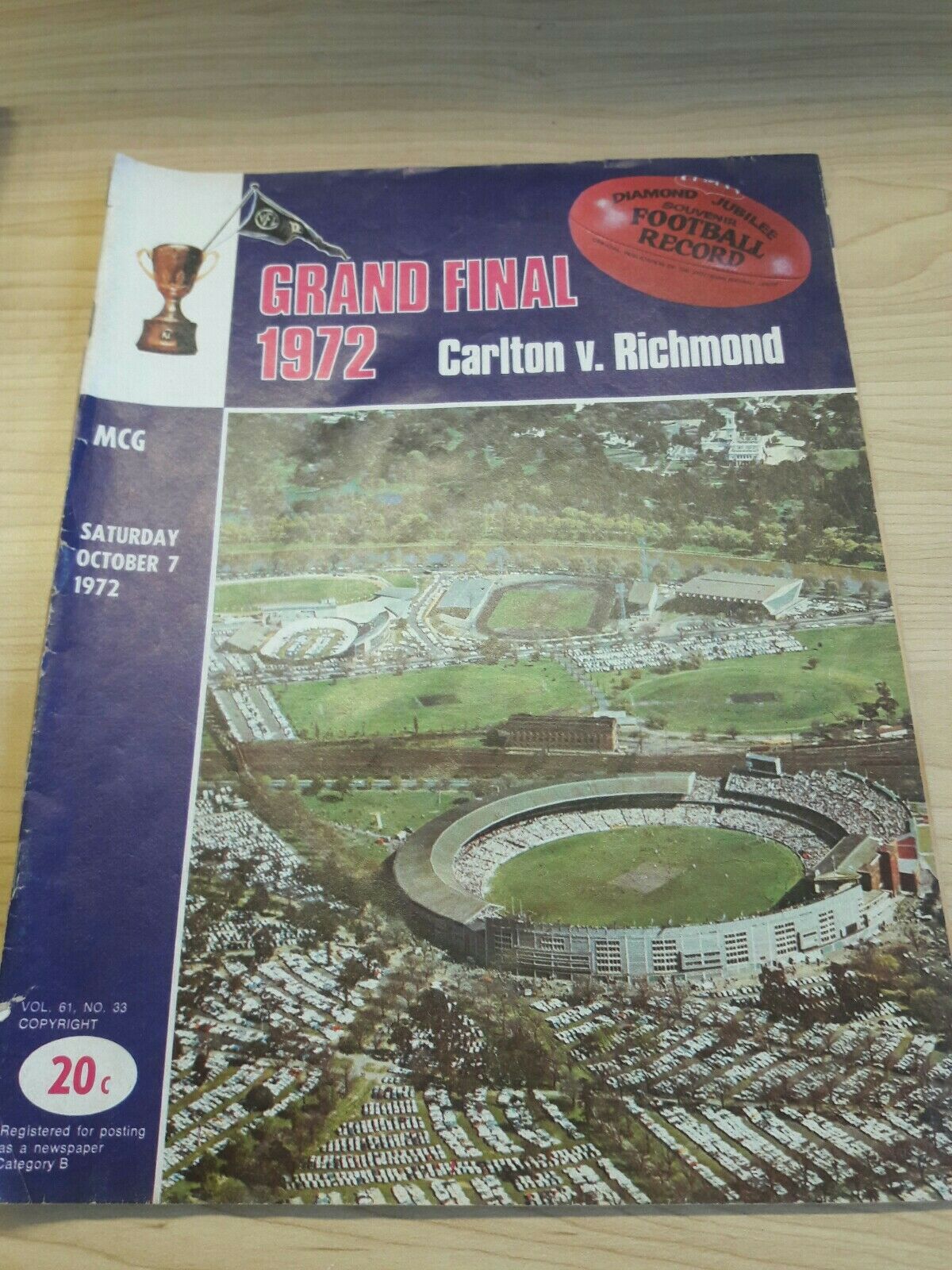 Carlton Vs Richmond 1972 Grandfinal Footy Record