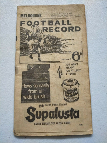 VFL 1960 August 6 Football Record Melbourne v Collingwood