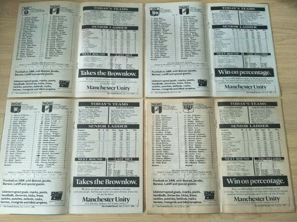 Lot Of 1988 VFL Football Records Collingwood Games x 21
