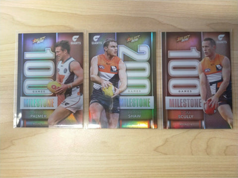 2016 Select Milestones GWS Giants Team Set Of 3 Cards