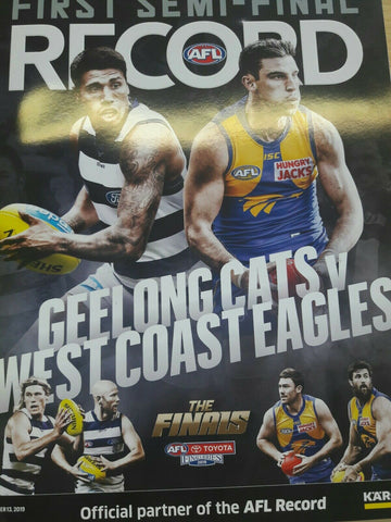 2019 Semi Final Premier's Footy Record West coast vs geelong
