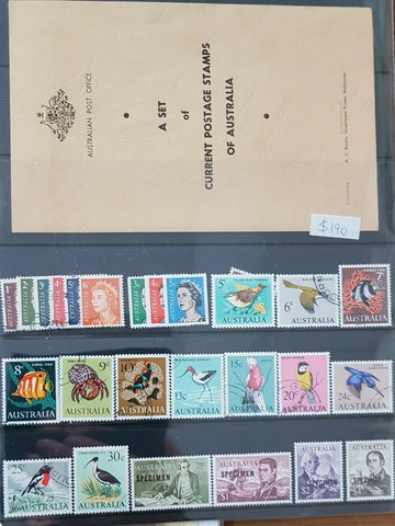 Australia Decimal Specimen Folder stamps CTO & SPECIMEN flowers fish navigators