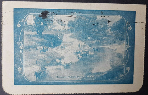 Australia Letter card 1d KGV Billabong Riverina NSW U horses sheep LC 18-9