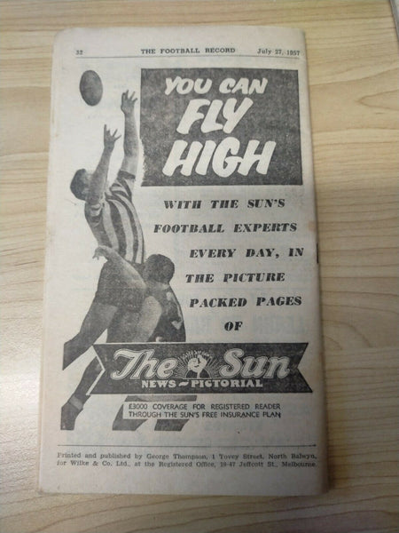 VFL 1957 July 27 Football Record Collingwood v Geelong