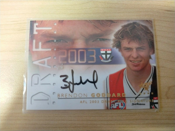 2003 Select XL Draft Pick Signature Brendon Goddard St Kilda No.014/563
