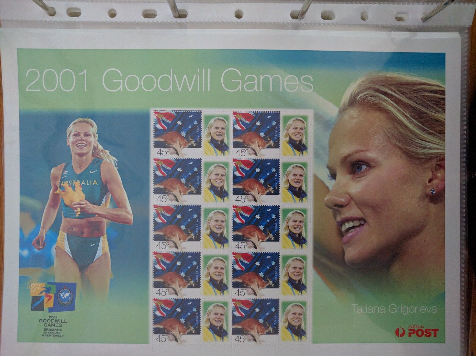 Australia Post 45c Souvenir Sheet - 2001 Goodwill Games Tatiana Grigorieva