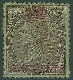 Straits Settlements on India Malayan States SG 2, 2c on 1a deep brown MLH