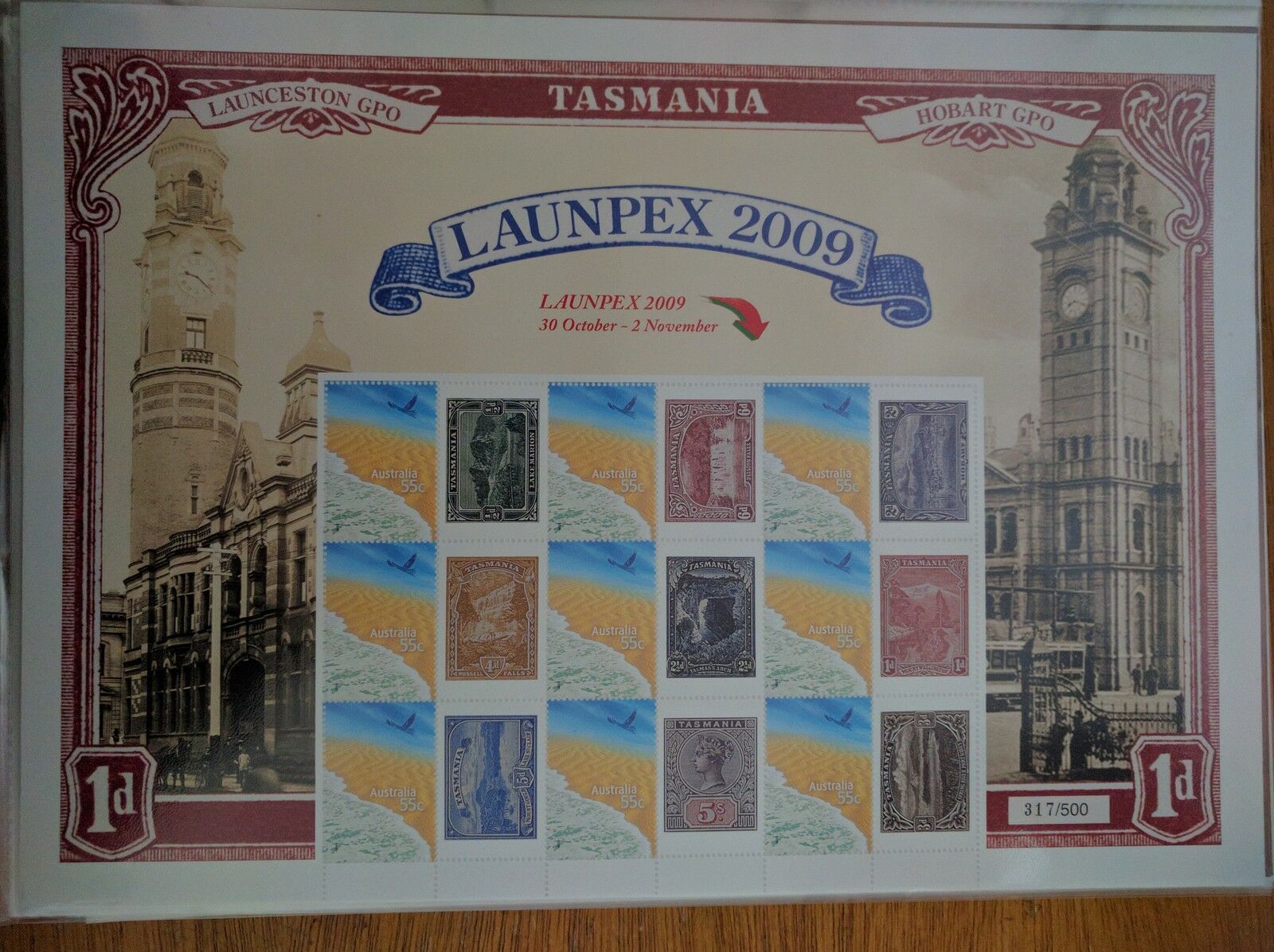 Australia SES 55c Souvenir Sheet - Launpex philatelic exhibition Tasmania 2009