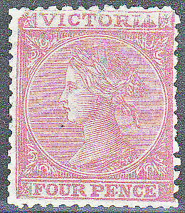 Victoria Australian States SG110 4d deep rose Perf 11½ top, rest Perf 13 Mint