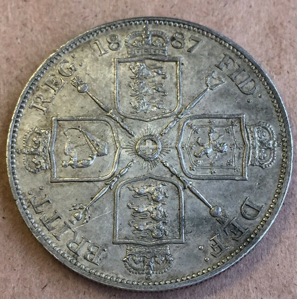 UK Great Britain: 1887 Queen Victoria Double Florin EF