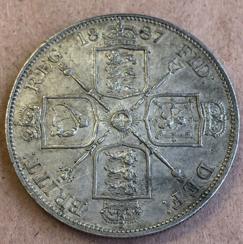 UK Great Britain: 1887 Queen Victoria Double Florin EF