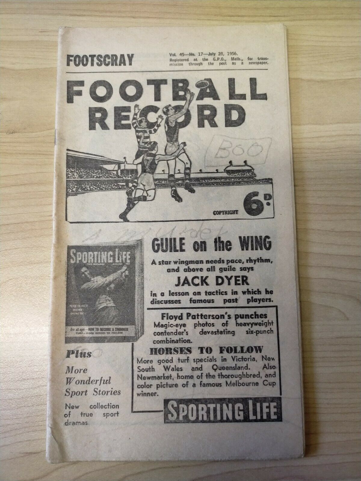 VFL 1956 July 28 Football Record Footscray v Collingwood