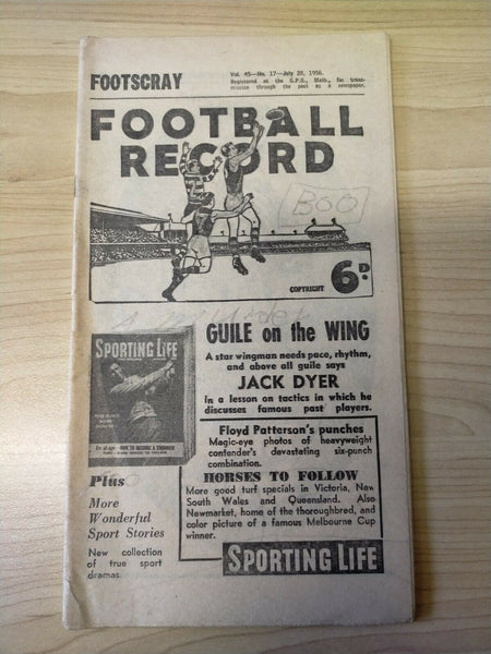 VFL 1956 July 28 Football Record Footscray v Collingwood