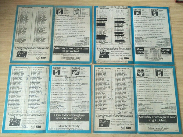 Lot Of 1985 VFL Football Records Collingwood Games x 22