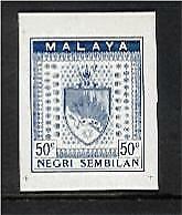 Negri Sembilan Malayan States 1930's 50c blue Coat of Arms Die Proof
