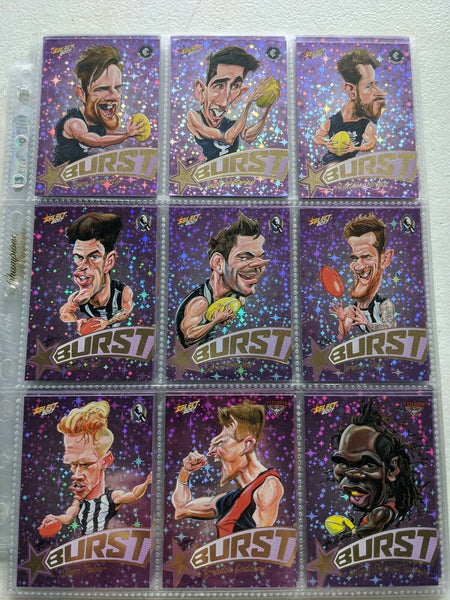 2017 AFL Select Footy Stars Purple Burst Complete Set of 72