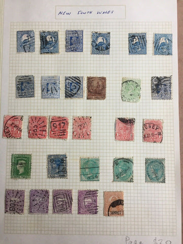 New South Wales Page of Mostly 1880s & 1890s Stamps Used