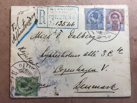 Thailand 1899 Registered cover cancelled Bangkok 1 to Denmark