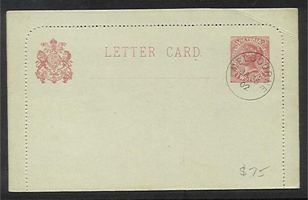 Victoria Australian States Australia 2d QV1902 Letter card postal stationery CTO
