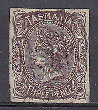 Tasmania Australian States SG 146d 3d pale red-brown side face imperf error Used