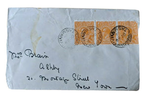 Australia Tasmania 1929 Cover with 3 x ½d Orange KGV Stamps Triabunna - New Town