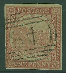 NSW Australian States SG 8 1d dull carmine beehive fishing four margins Used