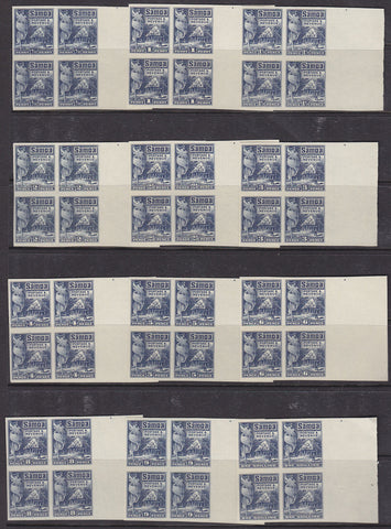Samoa Huts SG 153-64 Set 12 Plate Proof Blocks IN BLUE. Lovely exhibition item