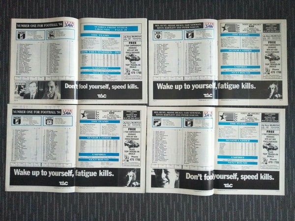 Lot Of 1994 AFL Football Records Collingwood Games x 22