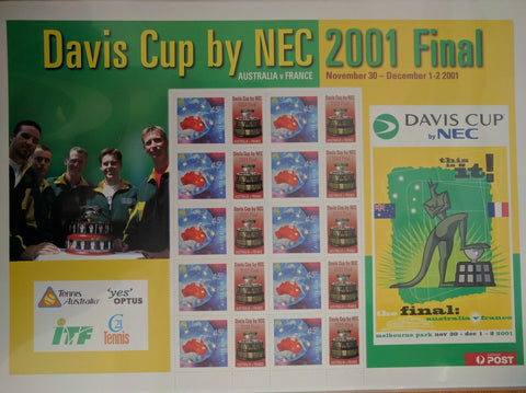 Australia 45c SES Souvenir Sheet Davis Cup 2001 tennis Final Australia V France