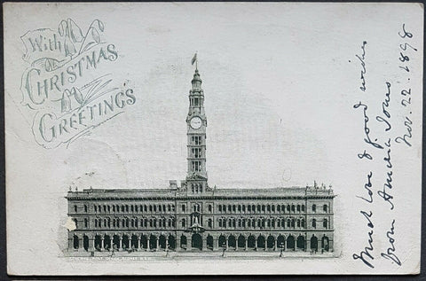 NSW 1d Arms Post Card Christmas Greetings GPO Sydney HG 19b Postage Paid CDS