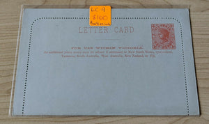 Victoria Australian States Postal stationery Letter Card LC9 Pearls on Side Mint