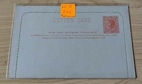 Victoria Australian States Postal stationery Letter Card LC9 Pearls on Side Mint