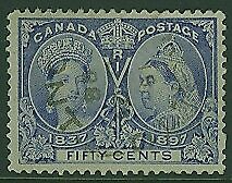 Canada SG 134 1897 Queen Victoria Jubilee issue 50c pale ultramarine Used