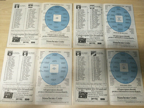 Lot Of 1987 VFL Football Records Collingwood Games x 20