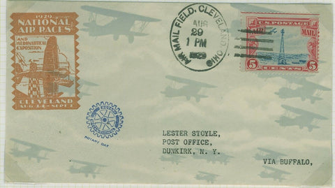 USA 1929 Rotary Day Air Race cover handstamped with a blue Rotary Club logo