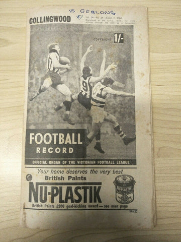 VFL 1965 August 7 Football Record Collingwood v Geelong