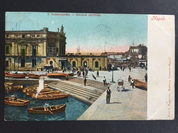 China- Incoming Mail. 1904 Naples PPC To Shanghai Deutsch Seepost Cancel