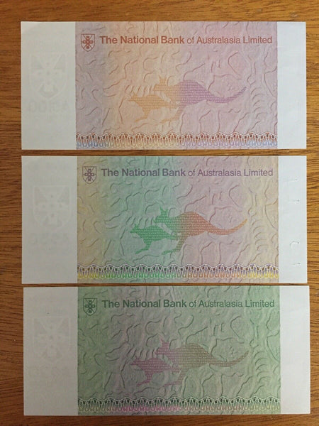 Australia 1970s National Bank $20, $50 & $100 Travellers Cheque Overprinted Specimen