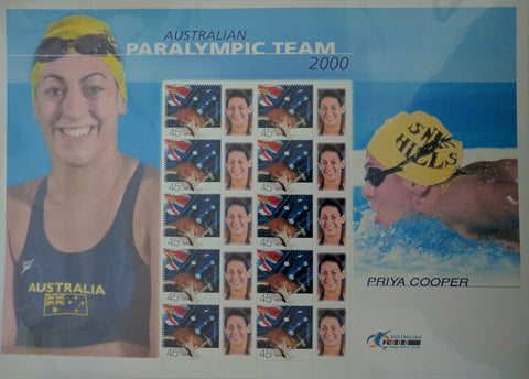 Australia Post 2000 Paralympic Team Souvenir Sheet Priya Cooper