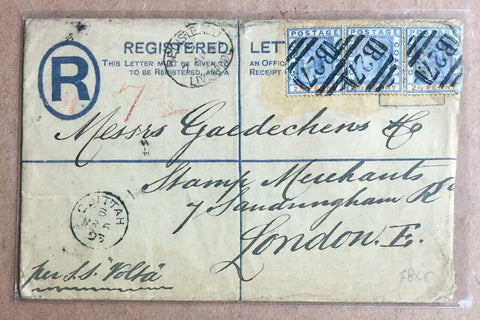 Gold Coast 1893 Queen Victoria Registered Letter Postal Stationery B27 To London