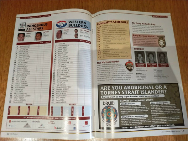 2005 Feb 5 AFL Indigenous All Stars v Western Bulldogs Football Record
