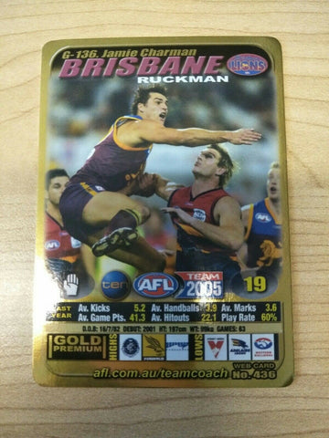 2005 Teamcoach Gold Premium Prize Card Jamie Charman Brisbane